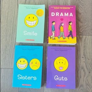 Smile, Sisters, Guts, and Drama books.
